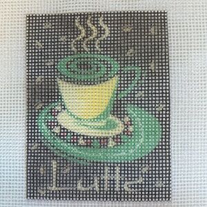 Latte Needlepoint Canvas w Yarn, Printed Coffee Picture to Work, Gift